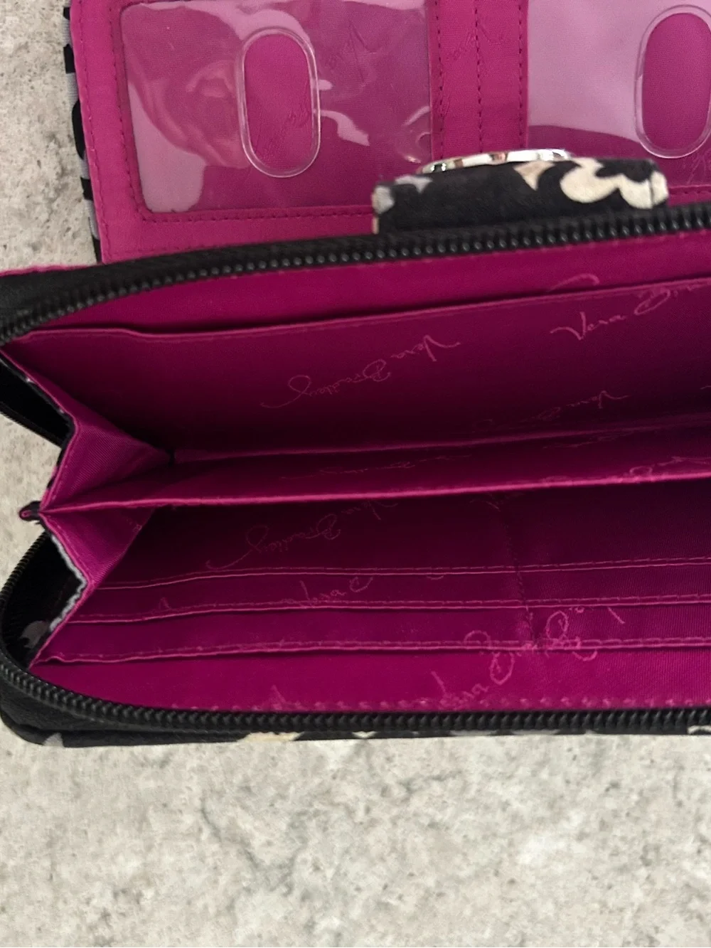 Vera Bradley Black White Gray Pink Quilted Wallet